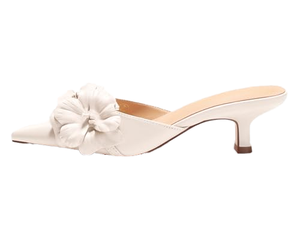 Mules da donna color <span class=keywords><strong>crema</strong></span> con decorazioni floreali, tacco a spillo, in PU liscio, a punta, slip-on, <span class=keywords><strong>per</strong></span> cocktail, occasioni formali, matrimoni, scarpe eleganti da invitata - Product Image 3