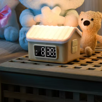 Horloge intelligente LED rechargeable USB 2025 pour enfants avec base E27, design moderne, machine à bruit blanc, intensité réglable, en ABS, pour chambre à coucher