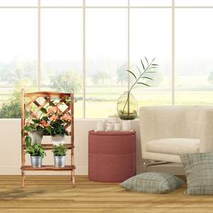 Étagère à fleurs en <span class=keywords><strong>bois</strong></span> émaillée à 2 niveaux, étagère en <span class=keywords><strong>bois</strong></span> flammé, support pour pots de fleurs, 25x35x49cm, design élégant - Product Image 5