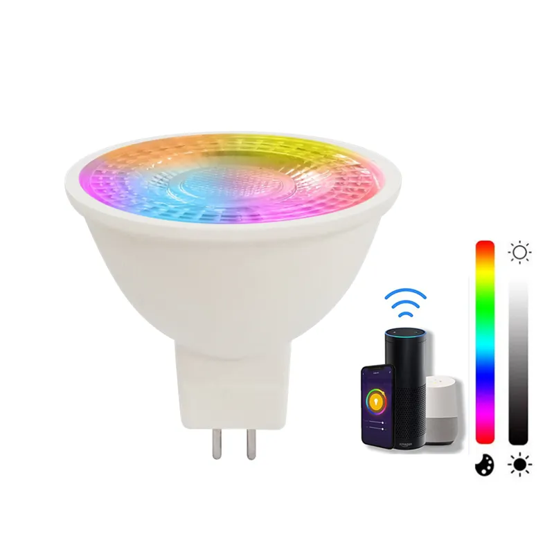 MR16 Smart Spotlight RGB Multicolor+Warm Daylight 3W AC/DC 12V GU5.3 LED WiFi Bulb Tuya Wifi Bulb Cob Smart Light