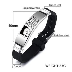 Bracelet en acier inoxydable et silicone ajustable One Piece Luffy Zoro, chapeau de paille, pirates, bijoux cosplay - Product Image 5