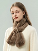 Damen stilvoller Nerzpelz schal Hand gestricktes Winter accessoire für Outdoor-Wärme Modischer Hals wärmer