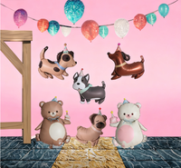 Nouveau mat anniversaire chapeau ballon animal de compagnie en forme de feuille ballons dessin animé Husky Bago chien tacheté pour les décorations de fête