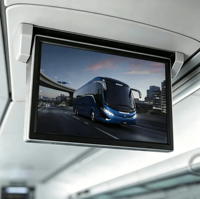 Écran de divertissement pour passagers de bus, montage au plafond, 21,5 pouces, DC12-24V, téléviseur LCD motorisé rabattable et rétractable