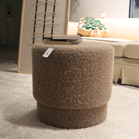 Pouf en alpaga moelleux, petit meuble pour la maison, chambre à coucher, tabouret rond en polyester doux pour se préparer et se maquiller