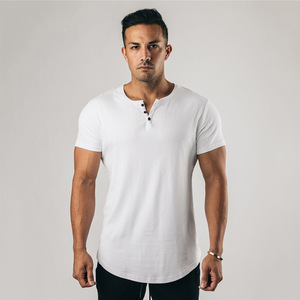 T-shirt court décontracté unisexe pour homme, en coton/élasthanne, tricoté, coupe ajustée, séchage rapide, anti-froissement, respirant, sérigraphie, vêtements de travail - Product Image 1