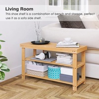 Banc de rangement en bambou à 3 niveaux, facile à assembler, style simple, meuble pour l'entrée, étagère à chaussures et utilisation dans le salon