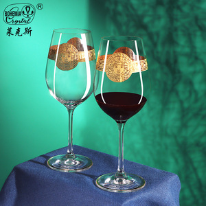 Czech Imported Lead Free Crystal Wine Glasses European Style Gold Painted Set 401-500ml Dishwasher Safe Red Wine Glass - Product Image 3