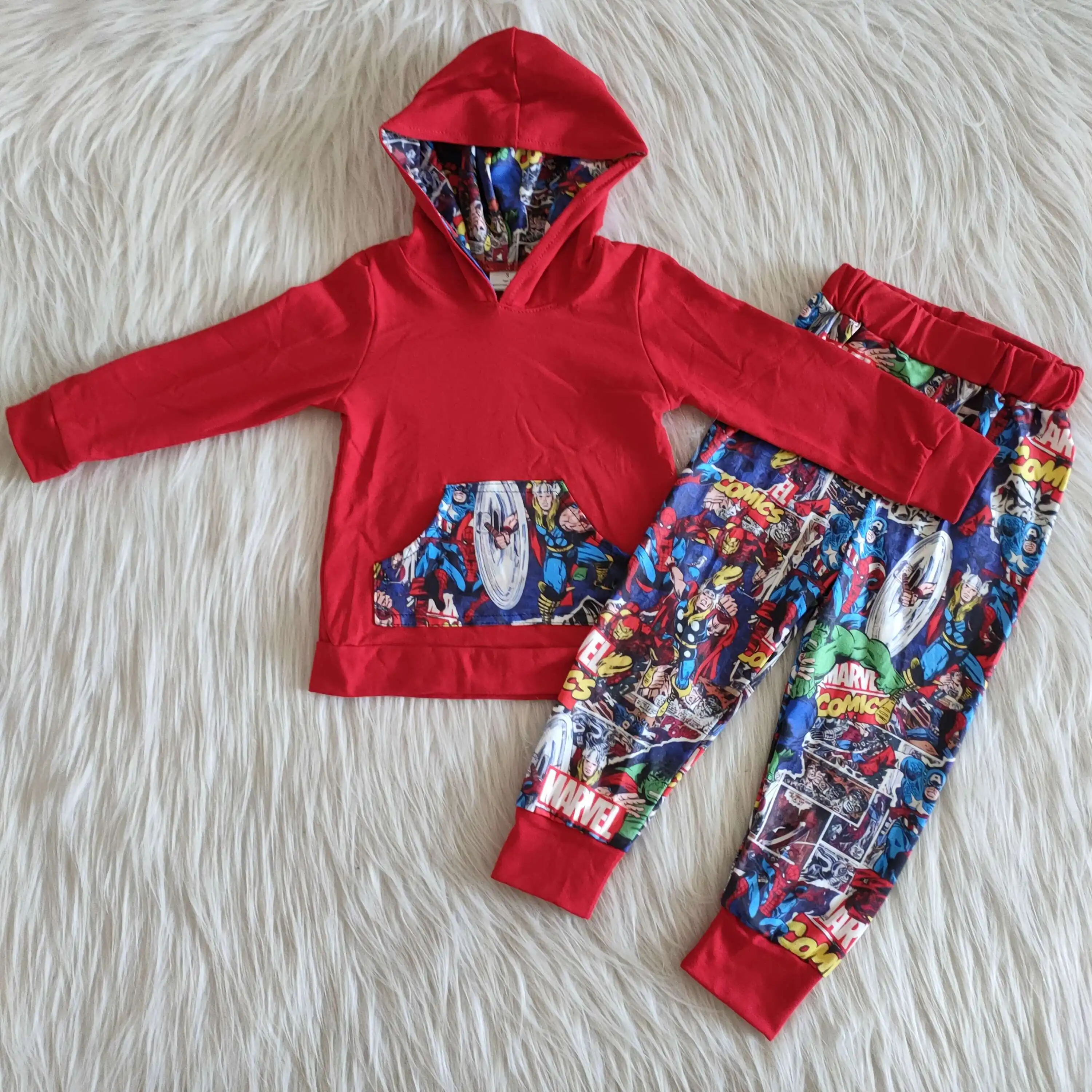 Die Rächer Comics herbst/winter kühlen langarm top hoodies sets kinder outfits druck baby jungen sets kinder kleidung outfits