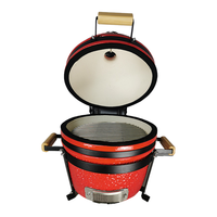 Barbecue argentin 16 pouces en céramique rouge en forme de Kamado avec rôtissoire sur table pour la cuisson de kebab