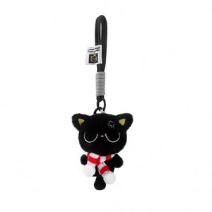 Porte-clés en peluche chat noir, joli breloque de sac de dessin animé, cadeau poupée en peluche pour femmes et filles (12 cm) - Product Image 6