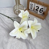 Fleurs artificielles haut de gamme imprimées en 3D, simulation de lys à 3 têtes pour décoration de salle de mariage, ruban de fleurs artificielles