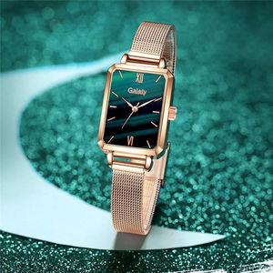 Gaiety Marque Femmes Montres Mode Carré Dames Montre Quartz Bracelet Ensemble Cadran Vert Simple Rose Or Maille De Luxe Femmes Montres - Product Image 5