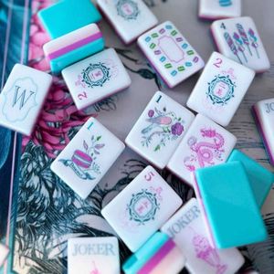 Fichas de Mahjong Americanas de Lujo con Diseño Floral, 160 Piezas, Acrílicas, Tipo Cupcake, para Noches de Juego para Chicas - Product Image 4
