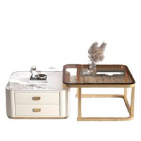Nouvelle table basse en dalle de pierre/verre : une table basse légère, luxueuse, haut de gamme, minimaliste et portable pour les petits salons