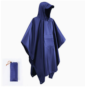 Poncho impermeable DFR1010 azul para hombres, camuflaje naranja, gris, negro, caqui, verde, venta al por mayor. - Product Image 1