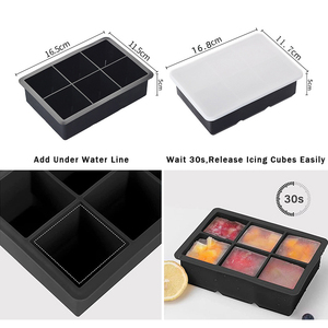 <span class=keywords><strong>Silicone</strong></span> khổng lồ <span class=keywords><strong>Ice</strong></span> <span class=keywords><strong>Cube</strong></span> khuôn mẫu linh hoạt 6-8 khay vuông với nắp tái sử dụng Stackable Whisky Cocktail Tủ đông khay biểu tượng tùy chỉnh - Product Image 5