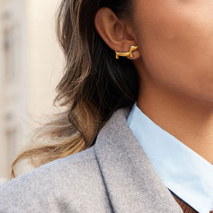 Artivelle Kadınlar İçin Sevimli Hayvan Köpek Küpe 18 Ayar Altın Kaplama Paslanmaz Çelik Beyaz Kübik Zirkon <span class=keywords><strong>Dachshund</strong></span> Yavrusu - Product Image 3