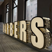 Lettres en acier inoxydable doré poli rétroéclairées avec canal pour enseignes LED haut de gamme pour entreprises de signalétique commerciale