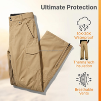 Pantalon de snowboard imperméable et isolé pour homme AQTQ, pantalon de ski 10K-20K, pantalon cargo avec aérations latérales respirantes