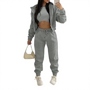 Ensemble de survêtement décontracté d'hiver pour femme, avec fermeture éclair intégrale, respirant et à séchage rapide, idéal pour le jogging et la mode. - Product Image 1