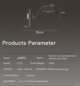 Soporte para Teléfono Móvil C172 <span class=keywords><strong>Yesido</strong></span> con Rotación de 360 Grados, Brazo Largo Flexible y Ajustable para Parabrisas y Tablero de Auto - Product Image 6
