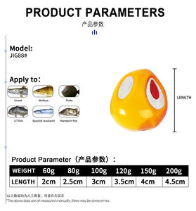 TEASER Lumineux Kabura Slide Jig Rond Plomb Vivaneau Mérou Daurade Tête De Pêche Vitesse En Métal Leurres <span class=keywords><strong>Inchiku</strong></span> Jigs - Product Image 3