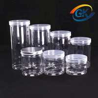 Bocaux de conservation alimentaire en plastique PET transparent de qualité alimentaire avec couvercles, 100 ml, 200 ml, 250 ml, 350 ml, 500 ml, 1000 ml