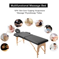 Table de massage multifonctionnelle portable pliable en 3 sections, style thaïlandais et coréen, en bois, pour soins par ventouses, SPA corporel et tatouage, avec hauteur réglable