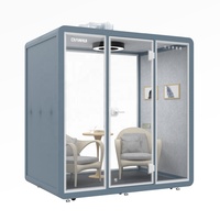 Pod de réunion de bureau insonorisé à clipser, pour réunion de bureau, insonorisé, bureau classique pour 4 personnes avec prise italienne