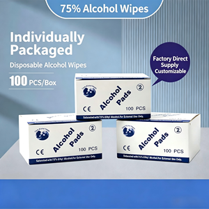 Lingettes désinfectantes stériles jetables non tissées à 75 % d'alcool, boîte de 100 pièces, pour le nettoyage des écrans de téléphone et des lentilles, vente en gros - Product Image 2