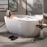 Baignoire autoportante rectangulaire en acrylique blanc durable avec chauffage à température constante, baignoire moderne pour appartement