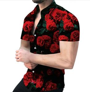 Ingrosso stampato a manica corta ad asciugatura rapida stile Slim taglie forti collo girocollo Casual <span class=keywords><strong>camicia</strong></span> da uomo - Product Image 1