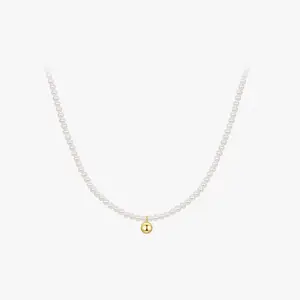 Pearl necklace female light luxury temperament Golden pea portrait love collarbone chain necklace for women.