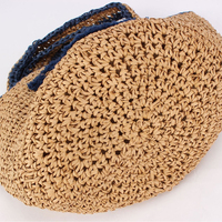 Bolso de Playa Tejido a Mano con Diseño de Cara Sonriente, Bolso de Rafia Bordado con Cara Feliz y Divertida, Diseño Caprichoso