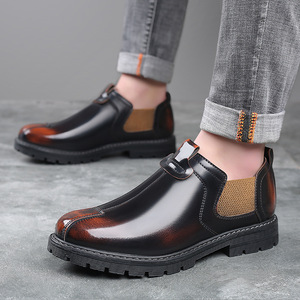 Mocassins en cuir véritable pour hommes, bout rond, à enfiler, doublure en mesh, semelle en caoutchouc, chaussures décontractées toutes saisons - Product Image 3