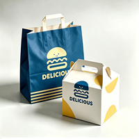 Ensembles d'emballages alimentaires jetables personnalisés - Boîtes à hamburgers, boîtes à poulet frit, sachets de chips, revêtement UV, design style frais, pour les collations