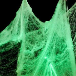 Telaraña Luminosa Blanca Elástica y Esponjosa para Decoración de Fiestas de Casas Encantadas, Algodón de Araña que Brilla en la Oscuridad para Halloween - Product Image 5