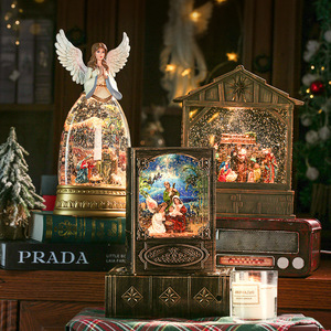 Dropshipping Shopify Christmas <b>Book</b> Church Snowfall Music <b>Box</b> Snow Globe Angel House Wholesale Gift Decor - Product Image 6