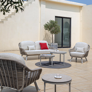 OSMEN PUGLIA Canapé de jardin en rotin plastique au design classique, deux places, structure en aluminium, pour extérieur, parc, hôtel - Product Image 4