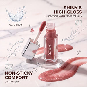 HKH <b>Waterproof</b> Shimmer High Gloss Liquid Lipstick, Private Label Vegan High Quality Mineral Glossy Long Lasting Lip Makeup - Product Image 1