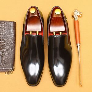 Mens Lace-Up <b>Pointed</b> Toe Dress Shoes Genuine Leather Business Oxfords Formal Office Wedding Breathable Leather Sole Footwear - Product Image 1