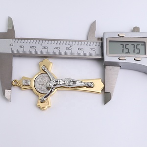 <span class=keywords><strong>Croix</strong></span> de Crucifix de 3 pouces plaquée <span class=keywords><strong>or</strong></span> véritable 24K - Product Image 6
