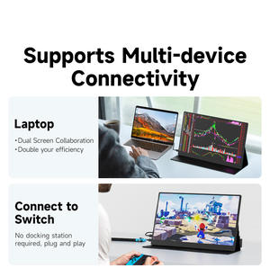 Moniteur portable IPS de 15.6 pouces avec deux ports Type-C et HDMI Rapport de contraste de 800:1 Affichage de seconde externe pour PC <span class=keywords><strong>Mac</strong></span> - Product Image 3