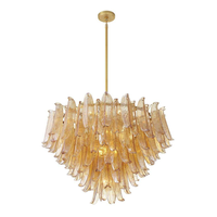 Décoration intérieure, luminaire suspendu en verre de Murano artisanal, moderne et luxueux, doré, pour restaurant, villa, salon, hall d'hôtel