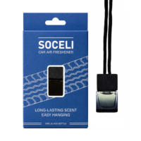 SOCELI Désodorisant Liquide de Luxe pour Voiture, Flacon en Verre Suspendu avec Bouchon en Bois 10ml, Parfum Premium Longue Durée pour l'Intérieur Automobile