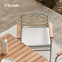 Chaises de salle à manger de luxe en teck pour hôtel, patio, restaurant, mobilier de bistrot de jardin, ensemble de table à manger moderne pour piscine extérieure avec 4 chaises