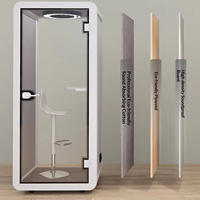 Cabine insonorisée en alliage d'aluminium série Huaxin, verre trempé, studio d'enregistrement pour immeuble de bureaux, cabine téléphonique mobile, LED