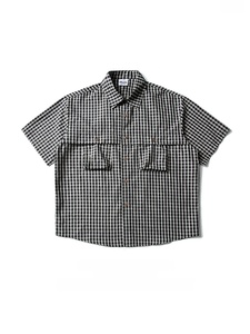 Camisas de Vestir Retro Americanas Hechas a Medida, Manga Tres Cuartos, Cuello Camisero, Bolsillos Dobles, Silueta Entallada, Camisa de Verano en Capas - Product Image 3