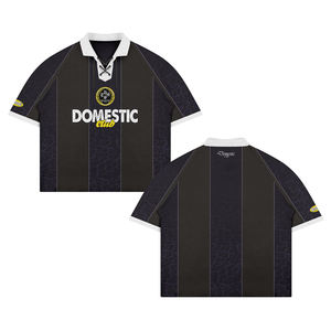 사용자 정의 도매 로고 자수 확인 승화 저지 축구 열 전달 스포츠 레트로 축구 티셔츠 - Product Image 2